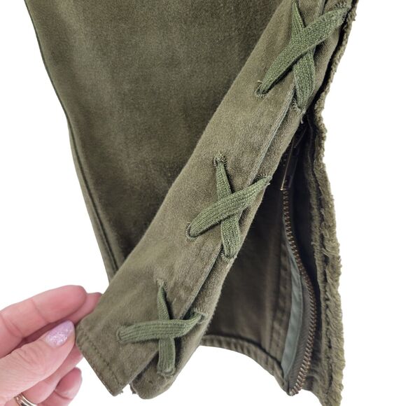 Isabel Marant "Jessie" Olive Green Crop Pants Lace Up Size 40 8 10 US Military - Picture 8 of 13